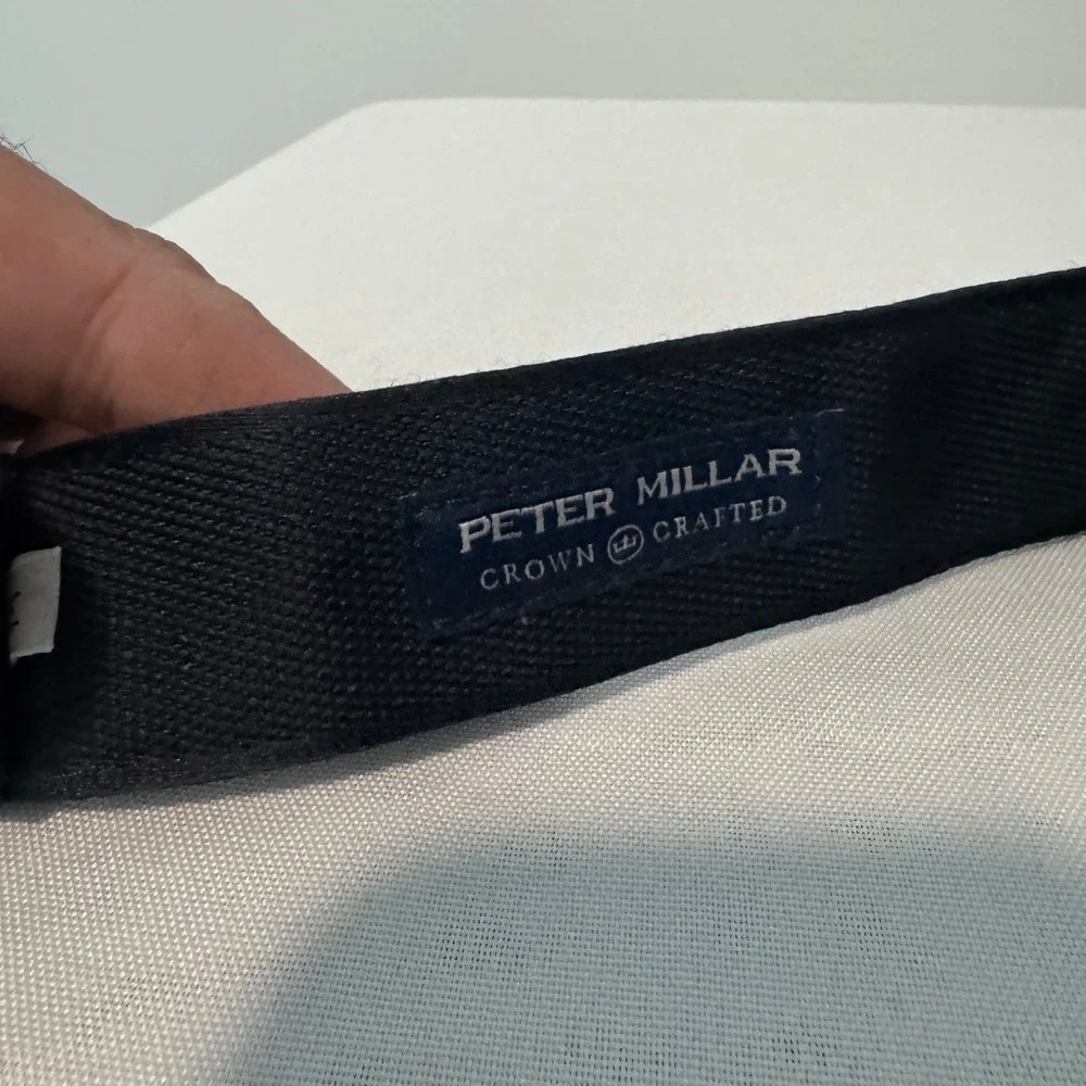 Peter Millar Belt Mens Medium Navy Blue Crown Crafted D-Ring Canvas Webbing Golf - Picture 2 of 5